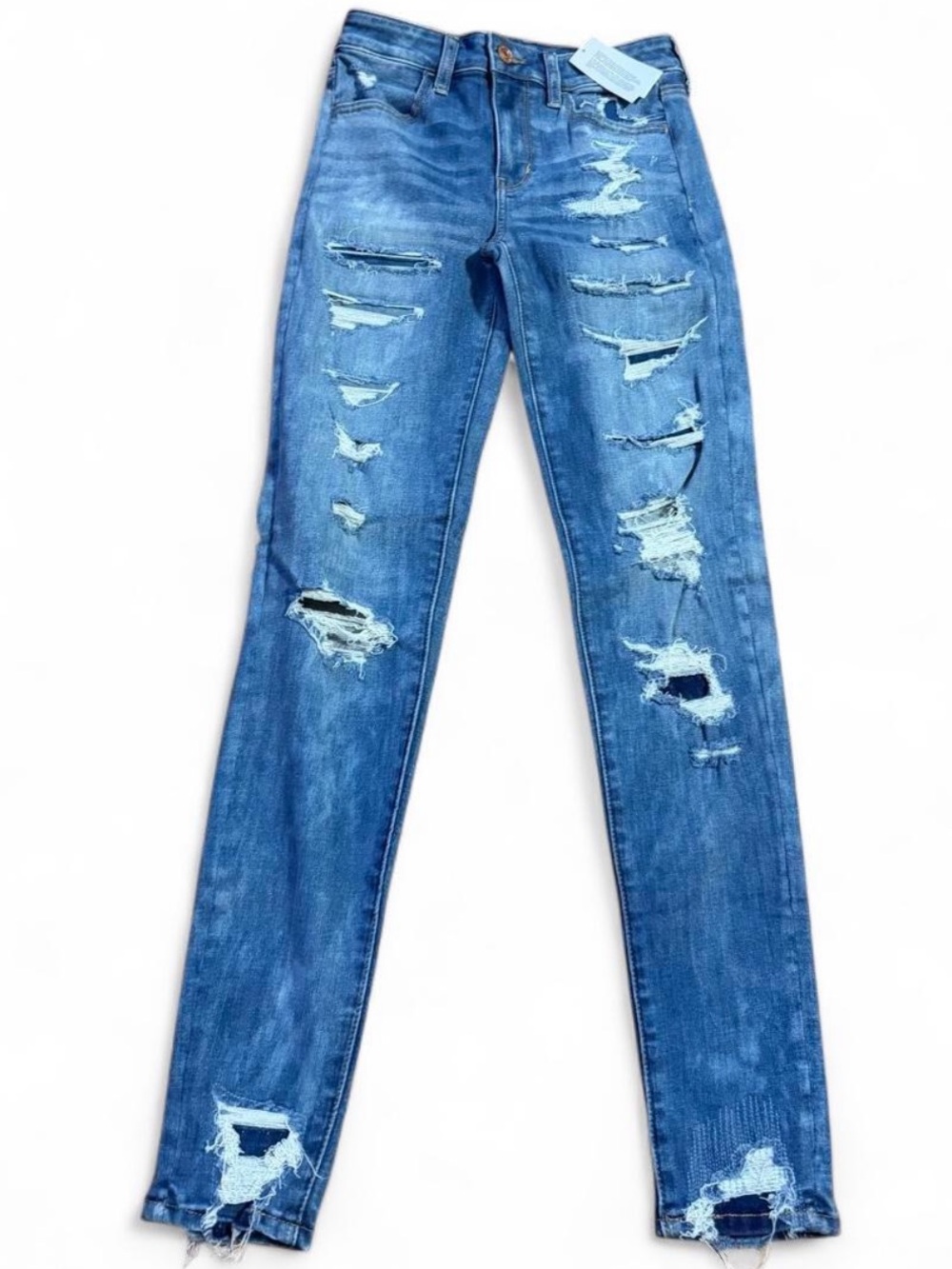American Eagle Outfitters Distressed Medium Blue Skinny Jeans